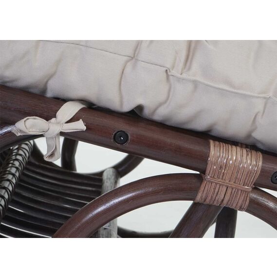 Mendler Schaukelstuhl HWC-C40, Schwingsessel Rattansessel, braun - Auflage Creme