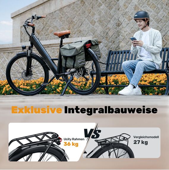 Finbike Elektrofahrrad mit Abnehmbarer 36V 10.4Ah Akku Bis zu 90KM, 26 Zoll E Bike mit 7 Gang Getriebe für Herren Damen Pendler Reisen Übung,60N.m 250W Motor Elektro Fahrrad mit LCD-Display