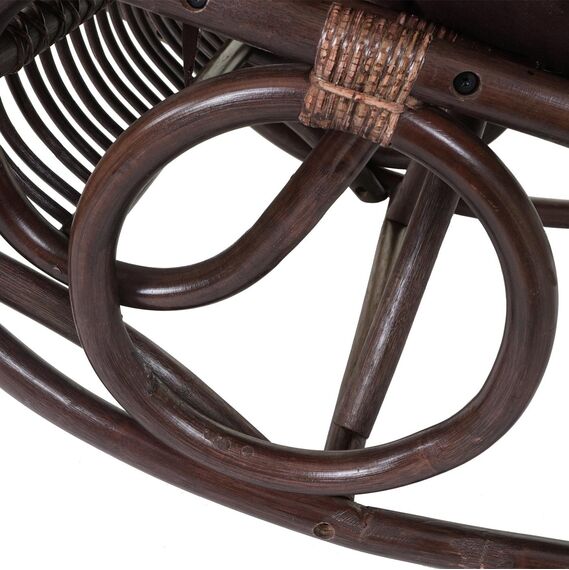 Mendler Schaukelstuhl HWC-C40, Schwingsessel Rattansessel, braun - Auflage braun
