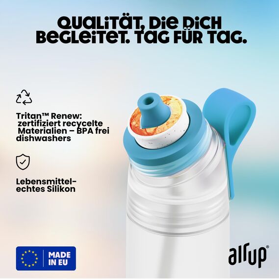 air up® Flasche Twist Pro Starter Set Original, inkl Pods in 5 Geschmacksrichtungen I 600ml Trinkflasche mit Geschmack, zuckerfrei I spülmaschinenfest & BPA frei I in Blue Splash