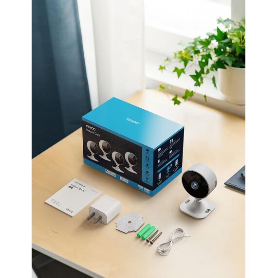GNCC 4-Pack GC3 überwachungskamera Innen mit Nachtsicht, 1080P HD WLAN Indoor Kamera, Zwei-Wege-Audio, PIR Bewegungserkennung, mit Alexa & Google Home, 2.4Ghz WiFi, Cloud-Abonnement & SD Speicher