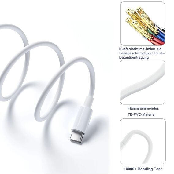 2m IPhone 17/16/15 Carplay ladegerät Ladekabel kabel, USB a auf USB C Kabel für iPhone 17/16 Pro Max/16 Plus/16E/15 Pro/AirPods Pro 3rd/2nd Gen/AirPods 4/Max 2/IPad USB C Car Auto Verlängern Ladekabel
