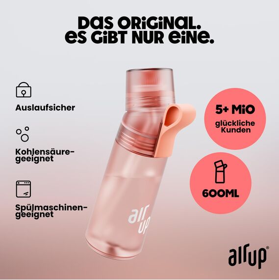 air up® Flasche Twist Pro Starter Set Original, inkl Pods in 5 Geschmacksrichtungen I 600ml Trinkflasche mit Geschmack, zuckerfrei I spülmaschinenfest & BPA frei I in Poppy Red