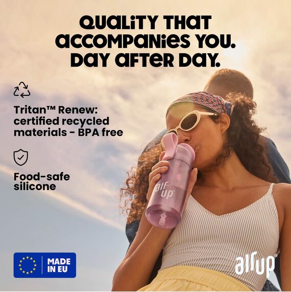 Air Up Wasserflasche (650ml) Ozeanblau + 3 Kirsch-Cola-Pods | Zuckerfreie Geschmackskapseln & Wasserflaschen mit Strohhalm | Aromatisierte Wasserflasche