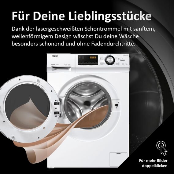 Haier SERIE 636 HW70-BP14636N I Frontlader Waschmaschine 7kg I Washing Machine mit A-Effizienz, 1.400 U/Min. & sparsamem Inverter-Motor I Inkl. Vollwasserschutz, Dampffunktion & Mengenautomatik