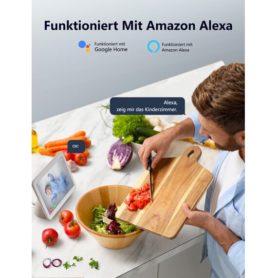 GNCC Überwachungskamera Innen 2K, 360° WLAN Kamera Indoor, Kamera Überwachung Innen mit Automatische Verfolgung, Zwei-Wege-Audio, Nachtsicht, Bewegungserkennung, Kompatibel mit Alexa