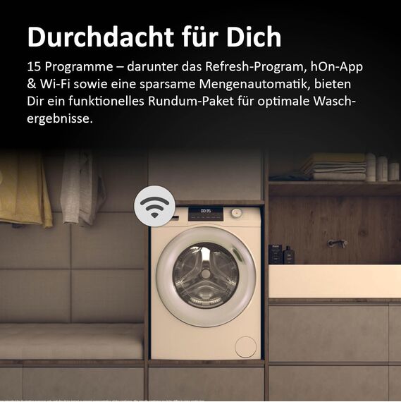 Haier Frontlader Waschmaschine 9kg I I-PRO SERIE 1 HW90-BP14929BU1 I Mit A-20% Effizienz, 1.400 U/Min. & sparsamem Inverter-Motor I Per App steuerbar I Mengenautomatik & Refresh-Programm