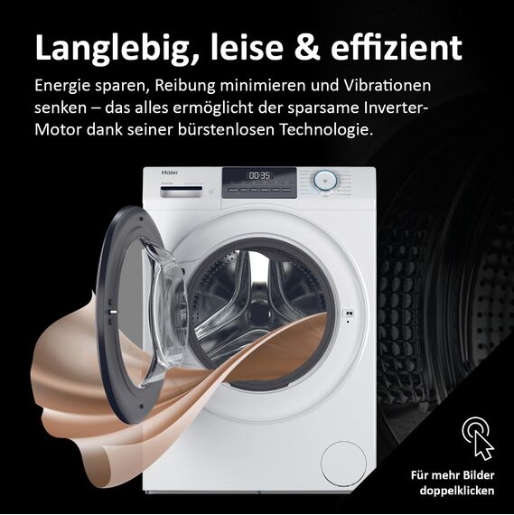Haier Frontlader Waschmaschine 7kg I I-PRO SERIE 1 HW70-BP14929BU1 I Mit A-20% Effizienz, 1.400 U/Min. & sparsamem Inverter-Motor I Per App steuerbar I Mengenautomatik & Refresh-Programm
