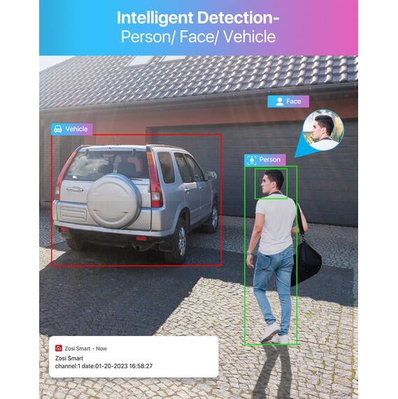 ZOSI 32CH 4K Überwachungskamera Set Outdoor, 16X 8MP IP Outdoor PoE Kameraüberwachung mit 2-Wege-Audio und 4TB NVR, AI Personen und Fahrzeugerkennung, Farben Nachtsicht, C225