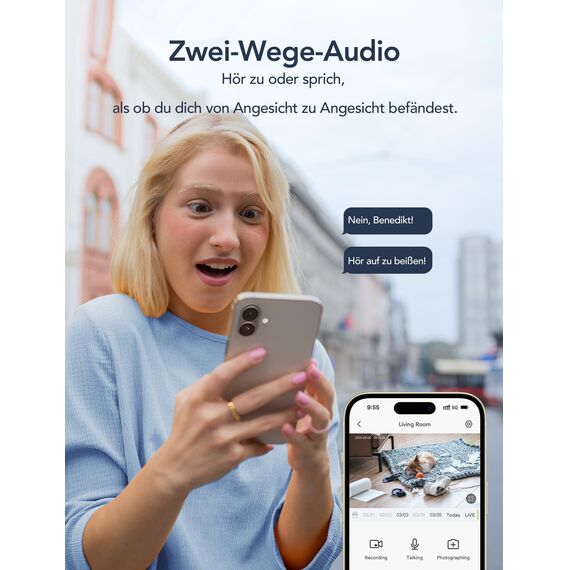 GNCC Überwachungskamera Innen - 2K Kamera Überwachung Innen, 360° WLAN Kamera Indoor mit Nachtsicht, Hundekamera mit App, Zwei-Wege-Audio, Bewegungserkennung, kompatibel mit Alexa, 2 Stück