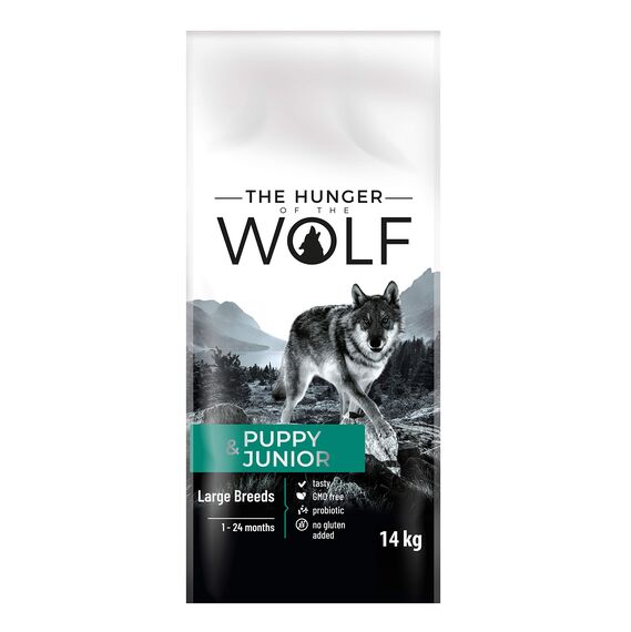 The Hunger of the Wolf Hundefutter für Welpen und Junghunde großer Rassen, Trockenfutter mit hohem Geflügelfleischanteil - 14 kg
