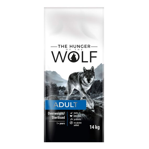 The Hunger of the Wolf Hundefutter für ausgewachsene übergewichtige oder sterilisierte Hunde aller Rassen, Trockenfutter mit Huhn Light Formula - 14 kg