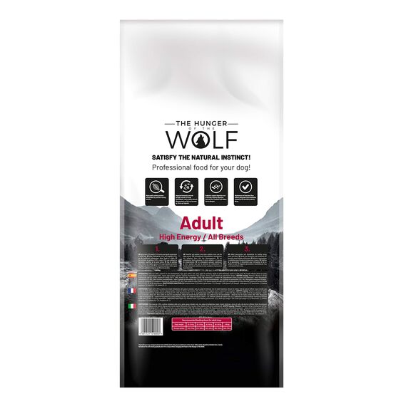 The Hunger of the Wolf Hundefutter für ausgewachsene und aktive Hunde aller Rassen, Trockenfutter mit hohem Kalorien- und Energiegehalt - 14 kg