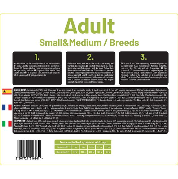 The Hunger of the Wolf Hundefutter für ausgewachsene Hunde kleiner und mittlerer Rassen, Trockenfutter mit Huhn, reich an Vitamin C und E - 14 kg