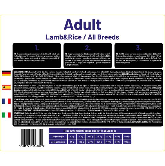 The Hunger of the Wolf Hundefutter für ausgewachsene Hunde aller Rassen, Fein zubereitetes Trockenfutter mit Lamm und Reis - 14 kg