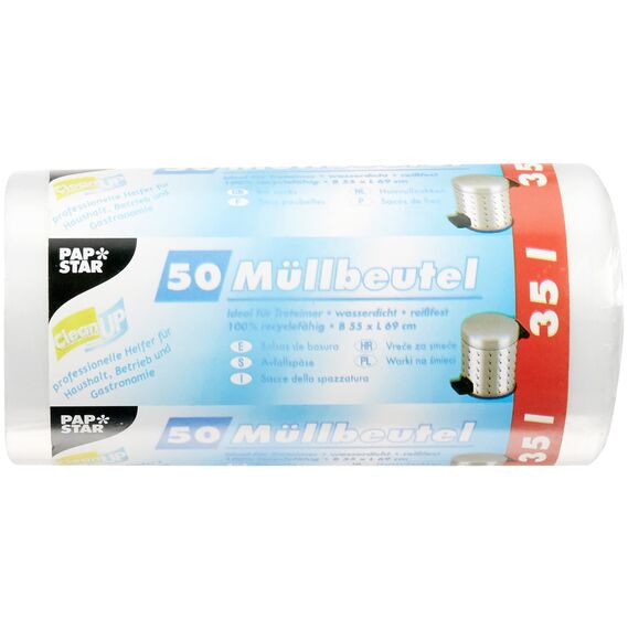 Papstar Müllbeutel 35l transparent, 200 Stück (4x50)