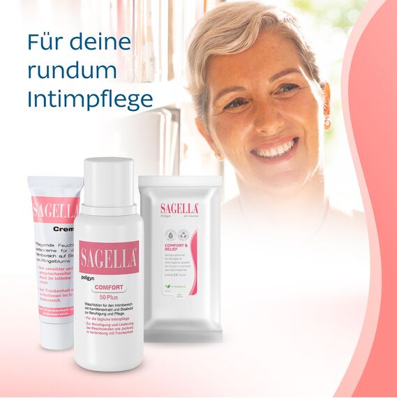 SAGELLA poligyn - Comfort 50 Plus: Intimwaschlotion mit Kamillenextrakt und Bisabolol, Intimpflege ab der Menopause, 100 ml