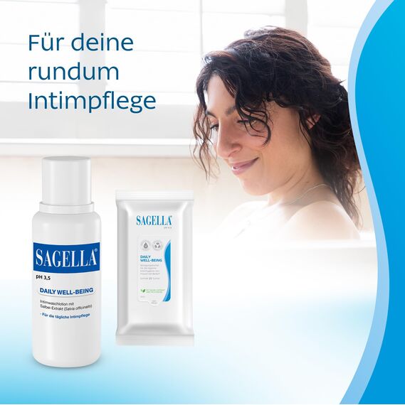 SAGELLA pH 3,5 – DAILY WELL-BEING: Intimwaschlotion mit Milchsäure und Salbei-Extrakt für die tägliche Intimpflege, 100 ml