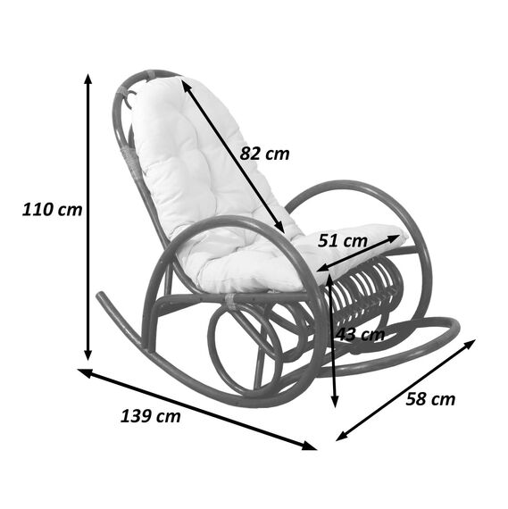 Mendler Schaukelstuhl HWC-C40, Schwingsessel Rattansessel, braun - Auflage grün