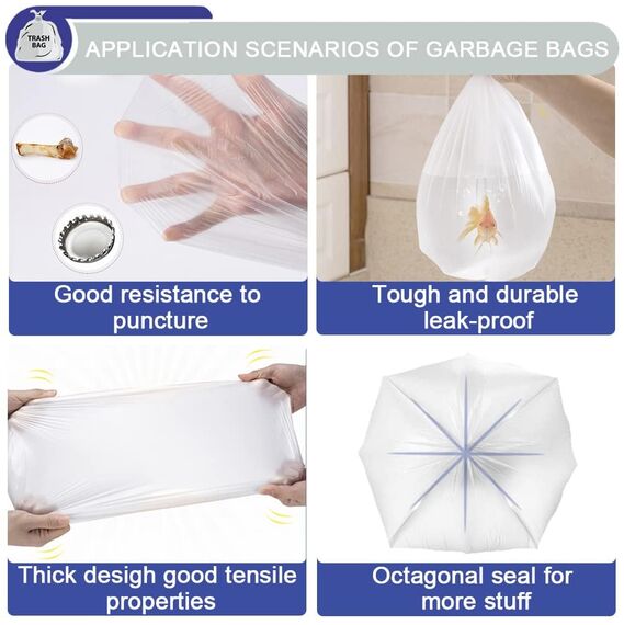 Müllbeutel 5Liter,200 Stück Transparent Abfallbeutel für Büro,Haushalt und Bad - Reißfest & Flüssigkeitsdicht,5 Rollen