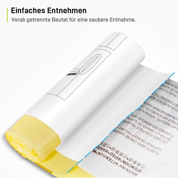 EKO Müllbeutel Größe A (3L- 6L), extra starke Müllsäcke mit Zugband für Küche und Bad, 30 Beutel, 1 Packung, weiß, klein, Geeignet für Mülleimer mit 3L, 4L, 5L, 6L