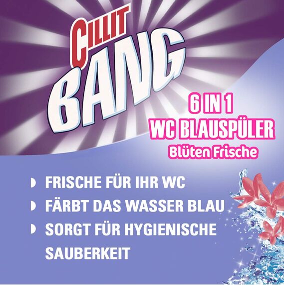 Cillit Bang WC Steine Toilette – WC-Reiniger und Duftspüler gegen Schmutz und Kalk – Blüten Frische – 3 x 2er Pack