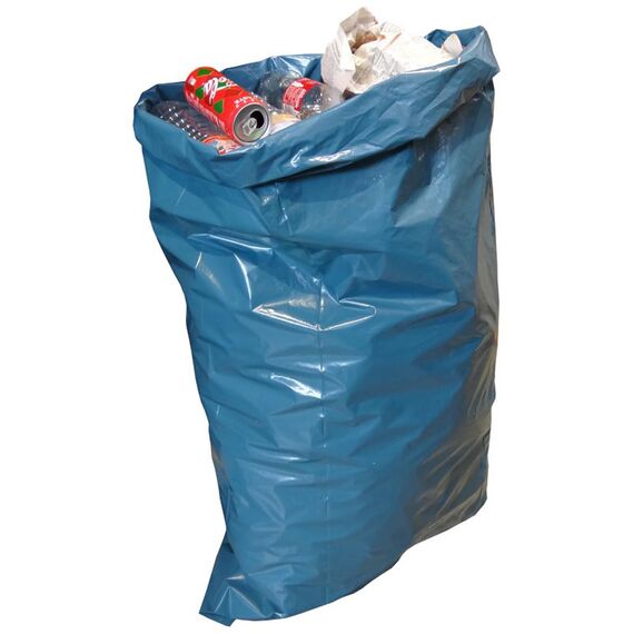 Hossi's Wholesale – 120 Liter Abfallsäcke 10 Rollen à 25 Stück – blaue Müllsäcke für Haus-, Garten- & Gastronomieabfälle – reißfeste Müllbeutel mit 39my Stärke (700 x 1100 mm)