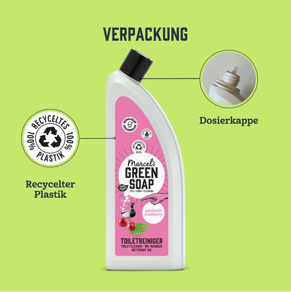 Marcel's Green Soap WC-Reiniger Patchouli & Cranberry – Toilettenreiniger ohne Chlor/Bleichmittel – entkalkend, gegen Urinstein – vegan & 98% biologisch abbaubar – 750 ml