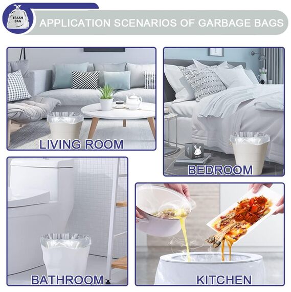 Müllbeutel 5Liter,200 Stück Transparent Abfallbeutel für Büro,Haushalt und Bad - Reißfest & Flüssigkeitsdicht,5 Rollen