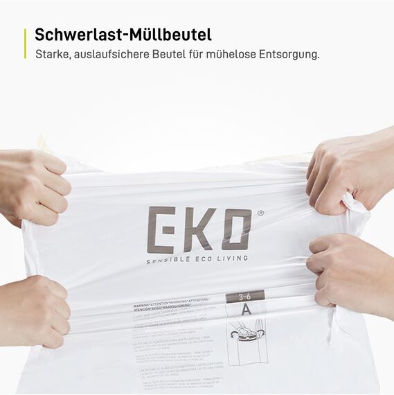 EKO Müllbeutel Größe A (3L- 6L), extra starke Müllsäcke mit Zugband für Küche und Bad, 30 Beutel, 1 Packung, weiß, klein, Geeignet für Mülleimer mit 3L, 4L, 5L, 6L