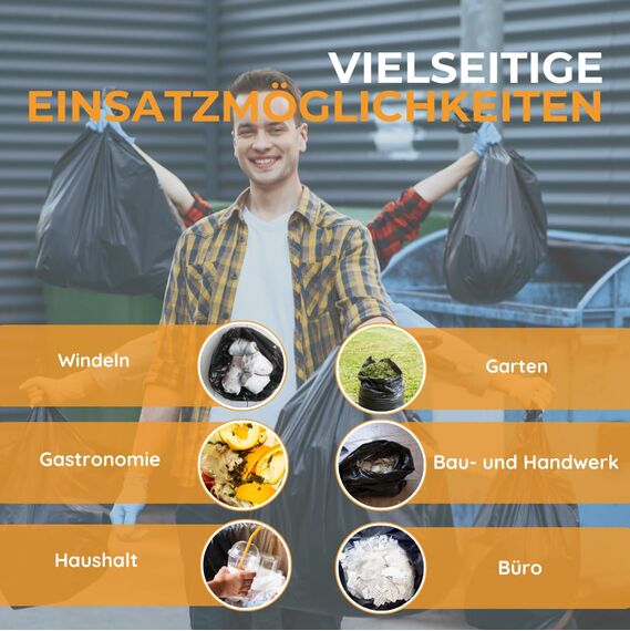 Müllsäcke 150 Liter extrastark & reißfest Müllbeutel Abfallbeutel Müllsack Mülltüte Abfallsäcke für Haus, Garten, Industrie & Gastronomie von Demmelhuber (3 Rollen)