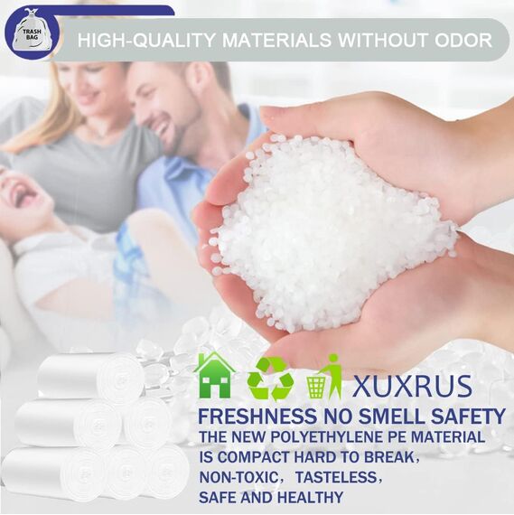 Müllbeutel 5Liter,200 Stück Transparent Abfallbeutel für Büro,Haushalt und Bad - Reißfest & Flüssigkeitsdicht,5 Rollen
