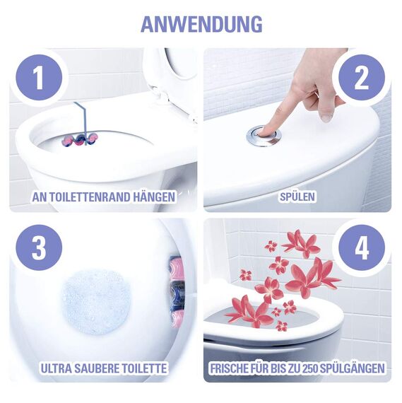 Cillit Bang WC Steine Toilette – WC-Reiniger und Duftspüler gegen Schmutz und Kalk – Blüten Frische – 3 x 2er Pack