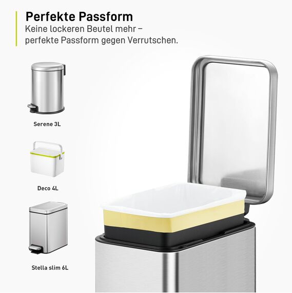 EKO Müllbeutel Größe A (3L- 6L), extra starke Müllsäcke mit Zugband für Küche und Bad, 30 Beutel, 1 Packung, weiß, klein, Geeignet für Mülleimer mit 3L, 4L, 5L, 6L