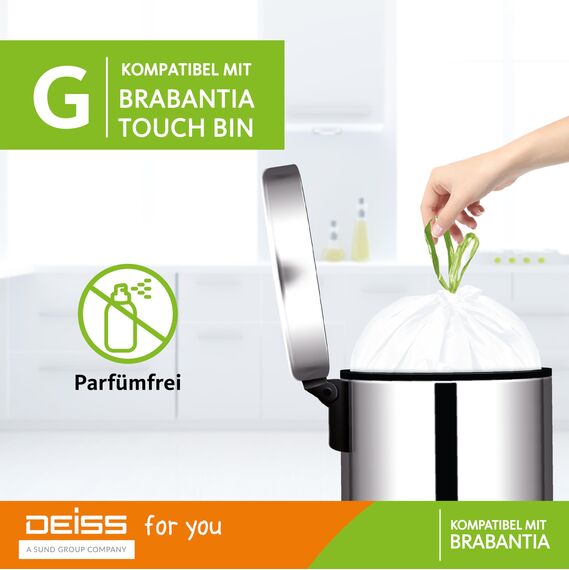 DEISS Müllbeutel 23-30 Liter für Brabantia Touch Bin (Größe G), 40 Stück
