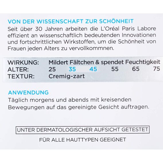 L'Oréal Paris Feuchtigkeitspflege für das Gesicht, Pflegende Anti-Aging Creme mit Kollagen Biosphären, Mildert Fältchen und spendet 24H Feuchtigkeit, Anti-Falten Experte 35+, 1 x 50ml