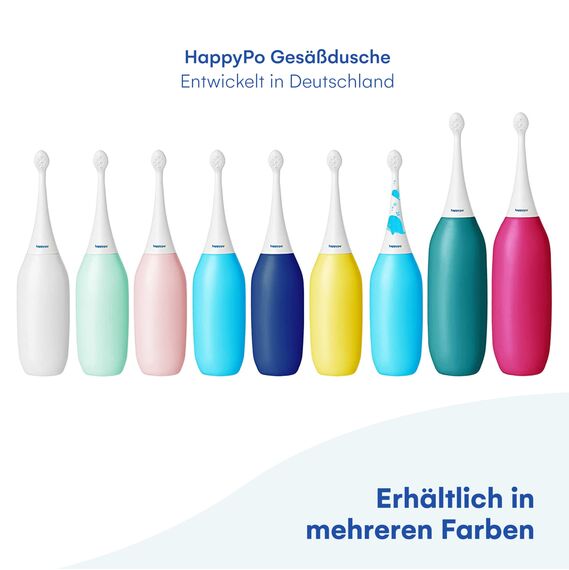 HappyPo Tragbar Po Dusche 300 ml - Tragbares Bidet für Männer und Frauen - Toilette Popodusche Ersetzt Feuchtes Toilettenpapier - Intimdusche für Schwangerschaft, Wochenbett und Reisen - Weiß