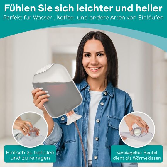 Medi Grade Einlaufset für Intimreinigung für zu Hause - 2L Kapazität - Enema Kit mit Wiederverwendbarer, Accessoire, Anleitung, tragbare Tasche und Mehr - 100% Transparent