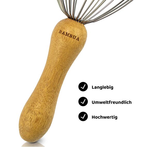 BAMBUA - Kopfmassage Spinne mit 24 Fingern - Bambusgriff - Hergestellt aus Moso-Bambus - Premium Kopfmassagegerät - Nachhaltige Entspannungsgefühle