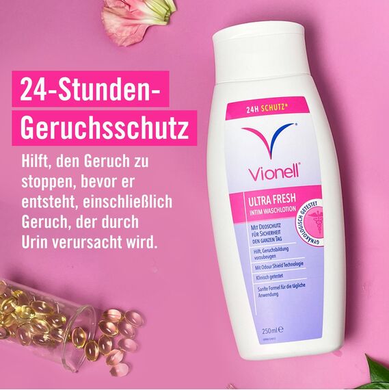 Vionell Intimwaschlotion Frauen Geruchs-Block, Intimreiniger Für Die Tägliche Intimhygiene, Mit Aloe Vera & Geruchs-Block-Technologie, Frisch & Sanft, Bis Zu 24 Stunden Schutz, 250 ml, Pack of 3