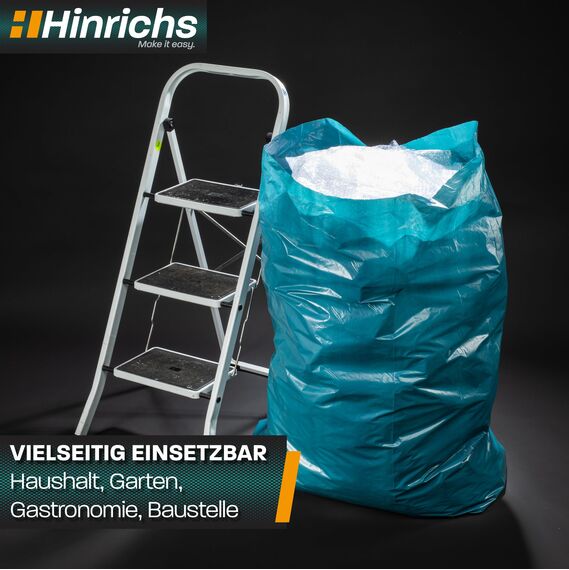 Hinrichs Müllsäcke 240L extra Stark - 15er Rolle - 100x125 cm - Extrem reißfeste Müllbeutel - Mülltüten aus Recycling LDPE - Blaue Säcke - Abfallsäcke für Garten, Haushalt & Baustelle