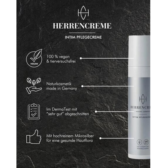 HERRENCREME Intim Pflegecreme für Männer 75 ml I Intimcreme mit Mikrosilber I Bei trockener & gereizter Haut I Intimpflege Männer vom Urologen entwickelt I vegan & dermatologisch getestet