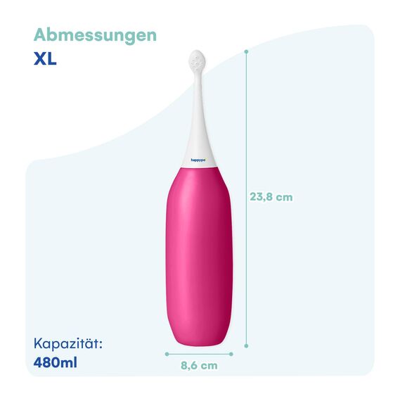 HappyPo Podusche Beere 2.0, 480 ml, Po Dusche mit 50% Mehr Volumen, Bidet Handbrause Ersetzt Feuchtes Toilettenpapier, Intimdusche Dusche Frau Wochenbett, Für Reisen und Hygiene - 23.8 x 8.6 cm