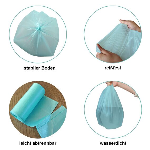 ZURAS 35 Liter Biomüllbeutel 100 Stk. kompostfähige, biologisch abbaubare Müllbeutel auf pflanzlicher Basis, DIN EN 13432 zertifiziert und geprüft, reißfest und wasserdicht