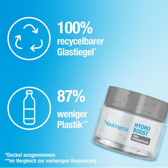 Neutrogena Hydro Boost Aqua Intensivpflege, feuchtigkeitsspendende Gesichtspflege mit Hyaluronsäure und Antioxidantien, Tagescreme mit Aufpolster-Effekt, Gesichtscreme für trockene Haut 50 ml