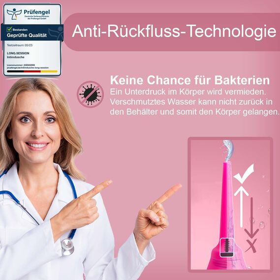 Long.Session Analdusche für Analverkehr mit Anti-Rückfluss Funktion für maximale Hygiene (240 ml), AKTIONSPREIS, Analdusche für Frau, Klistier zur Darmspülung, Intimdusche