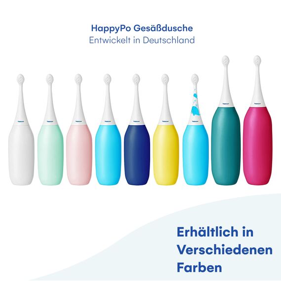 HappyPo Podusche Beere 2.0, 480 ml, Po Dusche mit 50% Mehr Volumen, Bidet Handbrause Ersetzt Feuchtes Toilettenpapier, Intimdusche Dusche Frau Wochenbett, Für Reisen und Hygiene - 23.8 x 8.6 cm