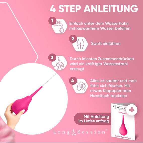 Long.Session Analdusche für Analverkehr mit Anti-Rückfluss Funktion für maximale Hygiene (240 ml), AKTIONSPREIS, Analdusche für Frau, Klistier zur Darmspülung, Intimdusche