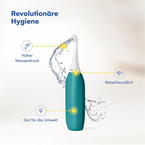 Po Dusche - HappyPo XL Handbrause Bidet 480 ml - Sanfte Reinigung ohne Feuchttücher - Tragbare WC Dusche für Zuhause und Reisen - Spart Wasser und Papier - Petrol