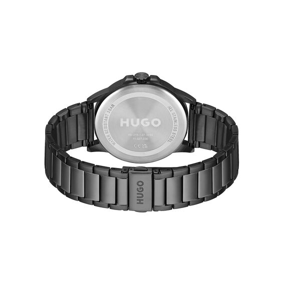 HUGO Analog Quarzuhr für Herren Kollektion #First mit Schwarzes Edelstahlarmband - 1530187